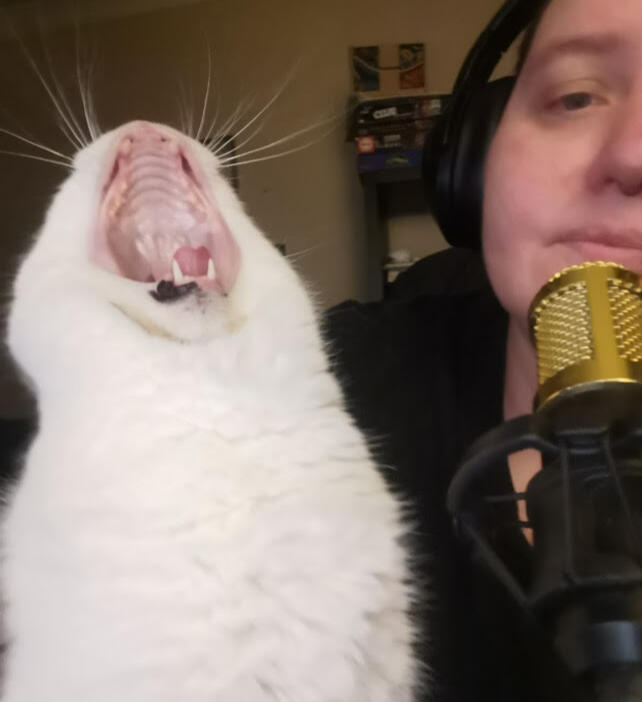 Cheryl Kahla with a Gotham and a microphone
